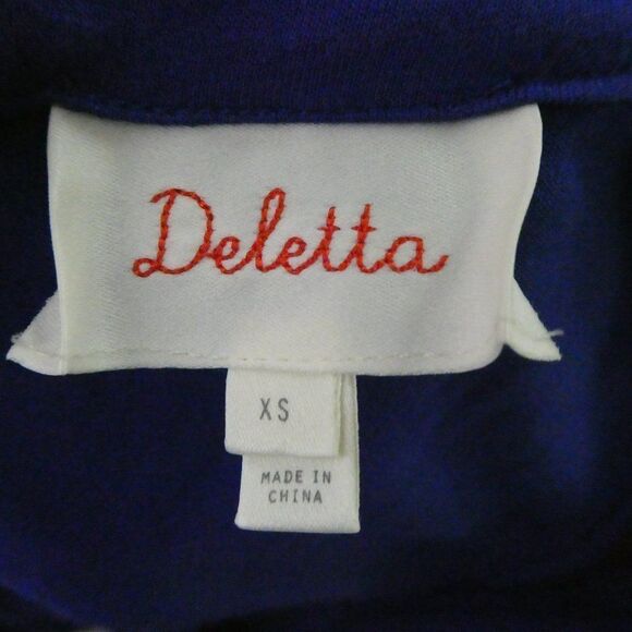 Deletta Anthropologie Corbara Cobalt Blue Pleated Peplum Blouse Top Keyhole Back - Picture 2 of 7